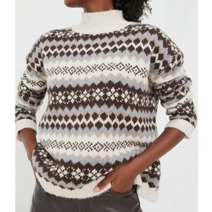 NWT TUCKERNUCK Brown and Grey Fair Isle Loch Sweater Small